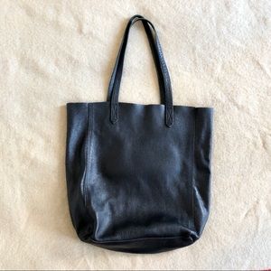 Cuyana black pebbled tall unstructured tote